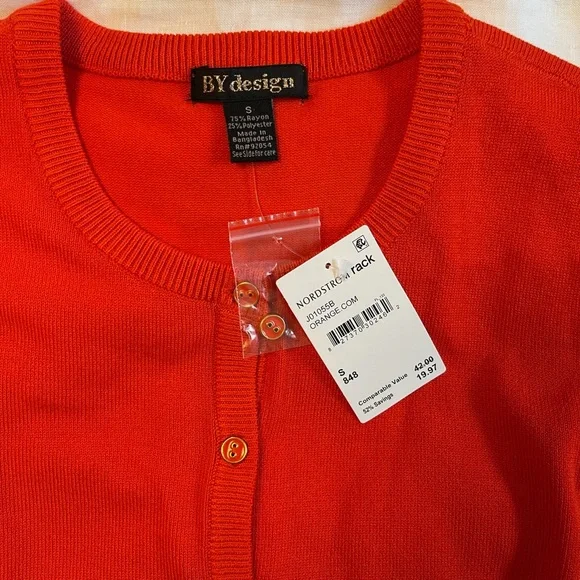 NWT ByDesign Cardigan, button-up, crew-neck, size S - Picture 3 of 6